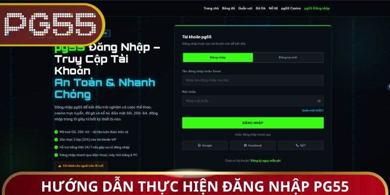 Hướng dẫn thực hiện đăng nhập PG55