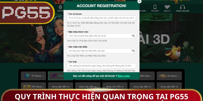 Quy trình thực hiện quan trọng tại PG55